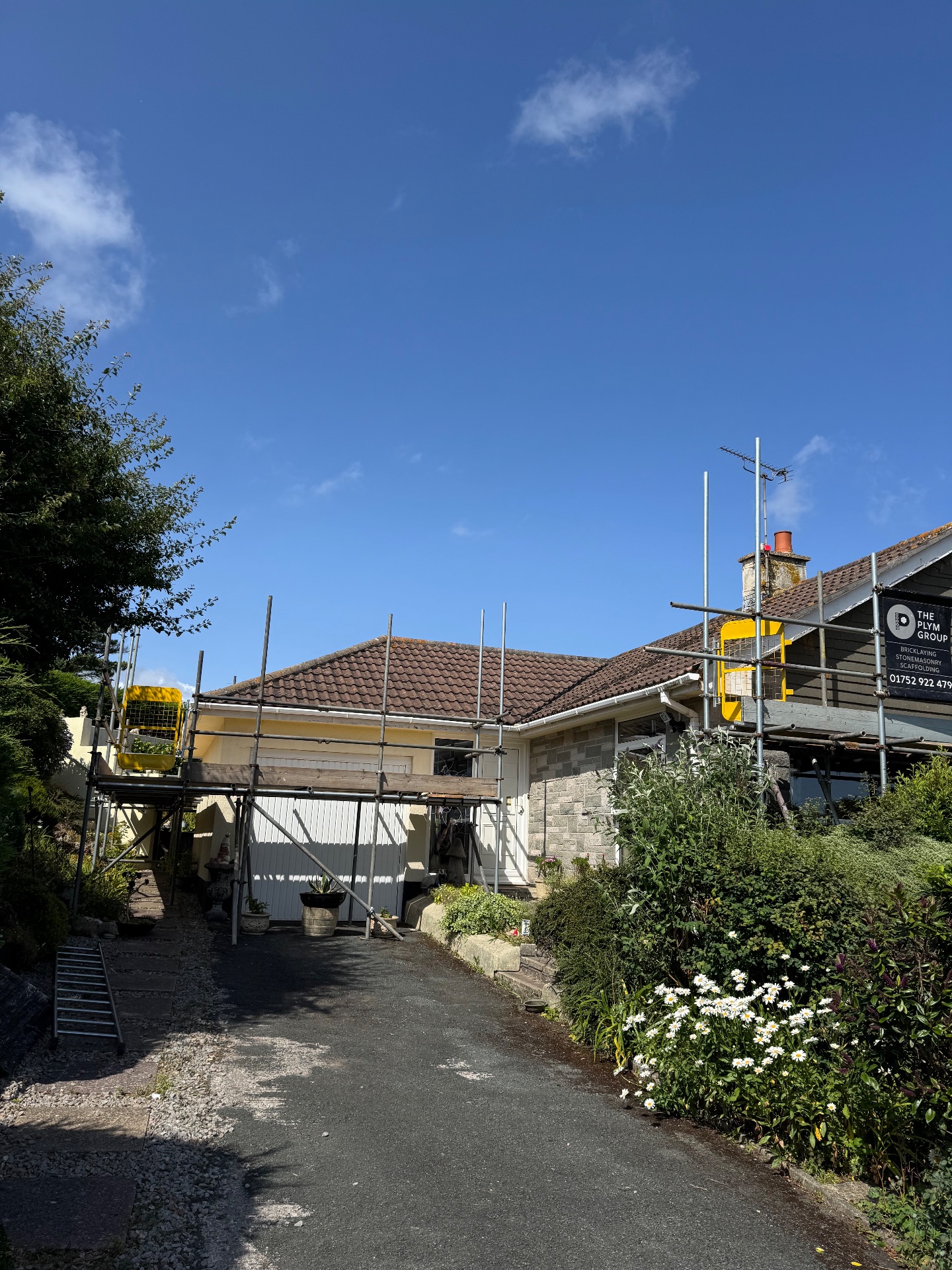 The Plym Group scaffolding team setting up safe and compliant access structures on a commercial building site in Plymouth.